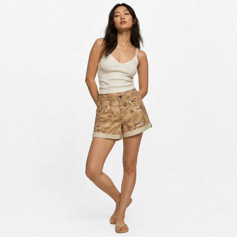 Anthropologie Women‎ The Wanderer Shorts Camo 27 Utility Cargo Gorpcore Safari